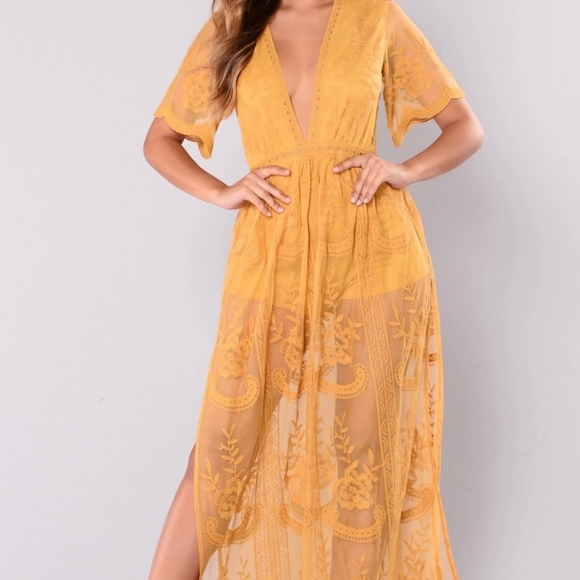 Fashion Nova Dresses & Skirts - Yellow/orange romper dress